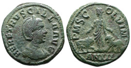 Moesia Superior, Viminacium, Herennia Etruscilla, wife of Trajan Decius, AE (27mm, 13,54g.). In exergue AN XII = 250/1 AD. HER ETRUSCILLA AVG diademed...