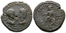 Moesia Inferior, Tomis, Gordian III with Tranquillina, 238-244 AD. AE Tetrassarion (29mm, 14,22g.). AYT K M ANTΩΝ ΓOPΔIANOC / TPANKVΛINA Laureate, dra...