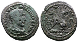 Moesia Inferior, Tomis. Philip I, 244-249 AD. AE (28mm, 11,46 g.). AVT M IOVΛ ΦIΛIΠΠOC AVΓ Laureate, draped and cuirassed bust right. Rev. MH TPO-Π ΠΟ...
