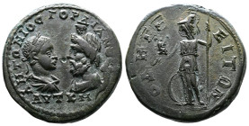 Moesia Inferior, Odessus, Gordian III 238-244 AD. AE Pentassarion (27 mm, 13,85 g.). ΑΝΤΩΝΙΟC ΓΟΡΔΙΑΝΟC AVT K M Laureate, draped, and cuirassed bust o...