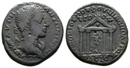Moesia Inferior, Nicopolis ad Istrum, Elagabalus 218-222 AD. (25mm, 11,38g.). Novius Rufus, legatus consularis. AVK M AVRH ANTΩNINOC Laureate bust of ...