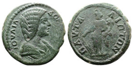 Thrace, Pautalia, Julia Domna 193-211 AD. (21mm, 7,54g.). IOVΛIA ΔOMNA CEB, draped bust of Julia Domna to right. Rev. ΠAVTAΛIΩTΩN, Tyche, standing lef...