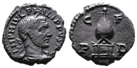 Thrace, Deultum, Philip I 244-249 AD. AE (16mm, 2.85 g.). IMP M IVL PHILIPPVS AVG Laureate, draped, and cuirassed bust of Philip I to right, seen from...