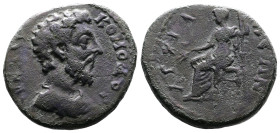 Thrace, Anchialos, 180-192 AD. AE (24mm, 8,17g.) ΑΥΤ Κ Λ ΛΥ ΚΟΜΟΔΟΣ, Bare headed bust of Commodus to right. Rev. ΑΓΧΙΑΛΕΩΝ Demeter enthroned on the le...
