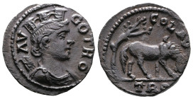 Troas, Alexandria, Pseudo-autonomous issue, time of Gallienus, 253-268 AD. AE (21mm, 4,54g.). CO TRO AV Turreted and draped bust of Tyche to right; ve...