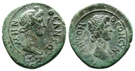 Mysia, Pergamum, AE (17,1 mm. 3,2 g.). AD 40-60. ΘEON CYNKΛHTON, bare-headed, draped bust of the Senate right. Rev. ΘEAN RΩMHN, turreted, draped bust ...