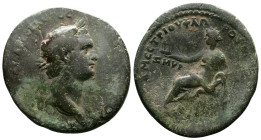 Ionia, Smyrna, Domitian 81-96 AD. AE (31mm, 14,95g.). Circa 87-88 AD. Magistrate: Lucius Mestrius Florus (proconsul) ΔΟΜΙΤΙΑΝΟϹ ΚΑΙϹΑΡ ϹΕΒΑϹΤΟϹ ΓΕΡΜΑΝ...