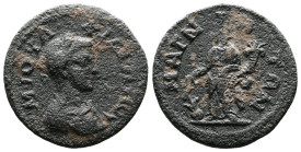 Lydia, Hypaepa, Geta as Caesar 198-209 AD. AE (17mm, 2,17g.). Λ ΣΕ ΓΕΤΑΣ ΚΑΙ bareheaded, draped and cuirassed bust right seen from behind. Rev. ΥΠΑΙΠΗ...
