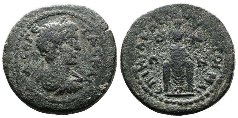 Lydia, Maeonia, Geta 198-211 AD. (24mm, 7,59g.). Λ CE ΓΕΤΑC KAI laureate, draped...