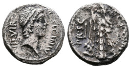 Q Sicinius, 49 BC. AR Denarius (16,3mm. 3,4 g.). Itinerant mint. Q SICINIVS III VIR, diademed head of Apollo right, star beneath neck. Rev. C COPONIVS...