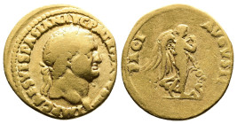 Vespasian, 69-79 AD. AV Aureus (19mm, 6,99 g.). Lugdunum, 72 AD. IMP CAES VESPAS AVG P M TR P IIII P P COS IIII Laureate head of Vespasian to right. R...