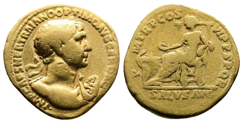 Trajan, 97-117 AD. AV Aureus (19mm, 6,79g.). Rome, 114-116 AD. IMP CAES NER TRAI...