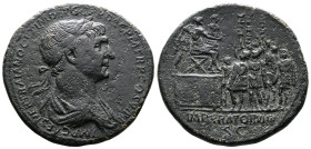 Trajan, 98-117 AD. AE Sestertius (33 mm, 17,88 g.). Rome, 114-116 AD. IMP CAES NER TRAIANO OPTIMO AVG GER DAC P M TR P COS VI P P Laureate and draped ...
