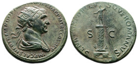 Trajan, 98-117 AD. AE Dupondius. (27,1 mm. 10,8 g.). 114-116 AD, Rome. IMP CAES NER TRAIANO OPTIMO AVG GER DAC PM TRP COS VI P P, radiate and draped b...