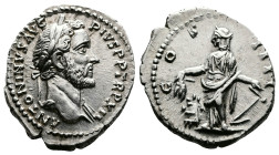 Antoninus Pius, 138-161 AD. AR Denarius (19 mm, 3,61 g.). Rome, 147-148 AD. ANTONINVS AVG PIVS P P TR P XII Laureate head of Antoninus Pius to right. ...