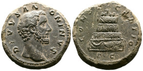 Divus Antoninus, 138-161 AD. Struck after 161 AD. AE Sestertius (32mm, 20,15g.). Rome, DIVVS – ANTONINVS Bare head r. Rev. CONSECRATIO Decorated and g...