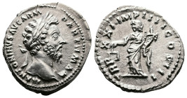 Marcus Aurelius, AD 161-180. AR Denarius. (19,4mm. 3,11 g.). AD 169, Rome. M ANTONINVS AVG ARM PARTH MAX, laureate head right. Rev. TR P XXII IMP V CO...