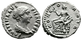 Faustina II wife of Marcus Aurelius 147-175 AD. AR Denarius (17mm, 3,15 g.). Rome mint, 147-150 AD. FAVSTINA AVG PII AVG FIL, draped bust right. Rev. ...