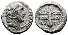 Commodus, 177-192 AD. AR Denarius (15 mm, 2,23 g.). Rome, 191-192 AD. L AEL AVREL COMM AVG P FEL, bust to right in lion's skin headdress. Rev. HERCVL ...