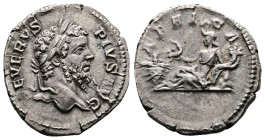 Septimius Severus, 193-211 AD. AR Denarius (20 mm, 3,13 g.). Rome, 202-210 AD. SEVERVS PIVS AVG Laureate head of Septimius Severus to right. Rev. AFRI...