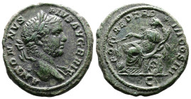 Caracalla, 198-217 AD. AE As (26 mm, 9,81 g.). Rome, 211 AD. ANTONINVS PIVS AVG BRIT Laureate head of Caracalla to right, with slight drapery on his l...