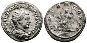 Elagabalus, 218-222 AD. AR Antoninianus. (22,3 mm. 5 g.). AD 218, Rome. IMP CAES M AVR ANTONINVS AVG, laureate, draped and cuirassed bust right. Rev. ...