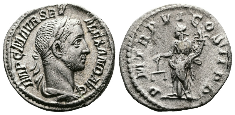 Severus Alexander, 222-235 AD. AR Denarius (19 mm, 3,15 g.). Rome, 227 AD. IMP C...