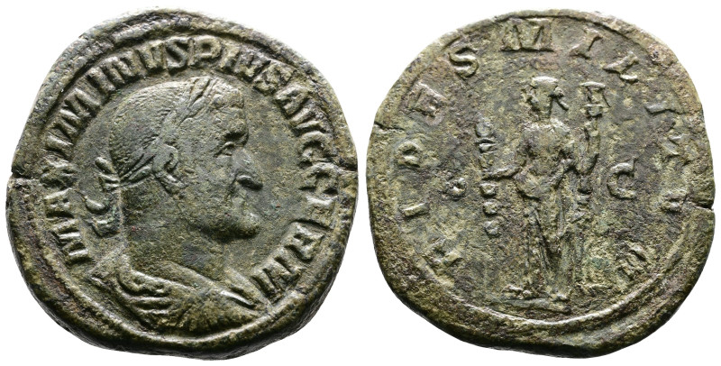 Maximinus I, 235-238 AD. AE Sestertius (33 mm, 22.74 g.). Rome, 236 AD. MAXIMINV...