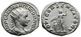 Gordian III, 238-244 AD. AR. Antoninianus (22mm, 5,46 g.). Rome, 238 AD. IMP CAES M ANT GORDIANVS AVG Radiate, draped and cuirassed bust of Gordian II...