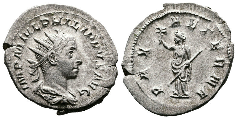 Philip II, 247-249 AD. AR Antoninianus ( 24mm, 4,22 g.). Rome. IMP PHILIPPVS AVG...