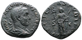 Volusian, 251-253 AD. AE Sestertius (28mm, 16,20 g.). Rome. IMP CAE C VIB VOLVSIANO AVG Laureate, draped and cuirassed bust of Volusian to right, seen...