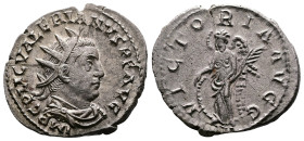 Valerian I, 253-260 AD. AR Antoninianus (23mm, 3,77g.). Rome, 255-256 AD. IMP C P LIC VALERIANVS P F AVG, radiate, draped and cuirassed bust to right....