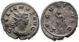 Gallienus, 253-268 AD. Silvered Bronze Antoninianus (22 mm, 4,09 g.). Rome, 265-266 AD. GALLIENVS AVG Radiate cuirassed bust of Gallienus to right. Re...