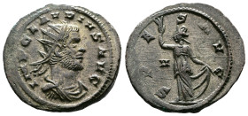Claudius II Gothicus, 268-270 AD. Bronze Silvered Antoninianus (22 mm, 4,54 g.). Siscia, 268-269 AD. IMP CLAVDIVS AVG Radiate and cuirassed bust of Cl...