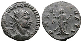 Quintillus, 270 AD. AE Antoninianus (20 mm, 3,16 g.). Rome, 270 AD. IMP C M AVR CL QVINTILLVS AVG, radiate, draped and cuirassed bust to right. Rev. P...
