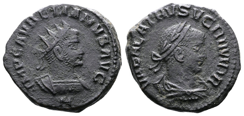 Aurelian and Vabalathus 270-275 AD. AE Antoninianus (20mm, 4,93 g.). Antioch IMP...