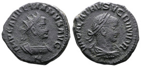 Aurelian and Vabalathus 270-275 AD. AE Antoninianus (20mm, 4,93 g.). Antioch IMP C AVRELIANVS AVG, radiate, cuirassed bust of Aurelian, A below. Rev. ...