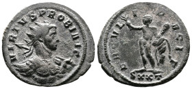 Probus, 276-282 AD. Silvered Bronze Antoninianus (25 mm, 3,68 g.). IMP C PROBVS P F AVG Radiate and cuirassed bust of Probus, holding spear to right. ...