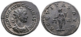 Carinus, 283-285 AD. Silvered Bronze Antoninianus (24 mm, 4,21 g.), Lugdunum, 283-284 AD. IMP C M AVR CARINVS AVG Radiate, draped and cuirassed bust o...