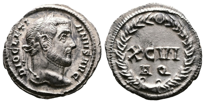 Diocletian, 284-305 AD. AR Argenteus (18mm, 3,80 g.). Aquileia, 300/301 AD. DIOC...