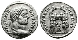 Maximianus, first reign, 286-305 AD. AR Argenteus (18 mm, 2,99 g.). Ticinum, 295 AD. MAXIMIANVS AVG Laureate head of Maximianus to right. Rev. VICTORI...