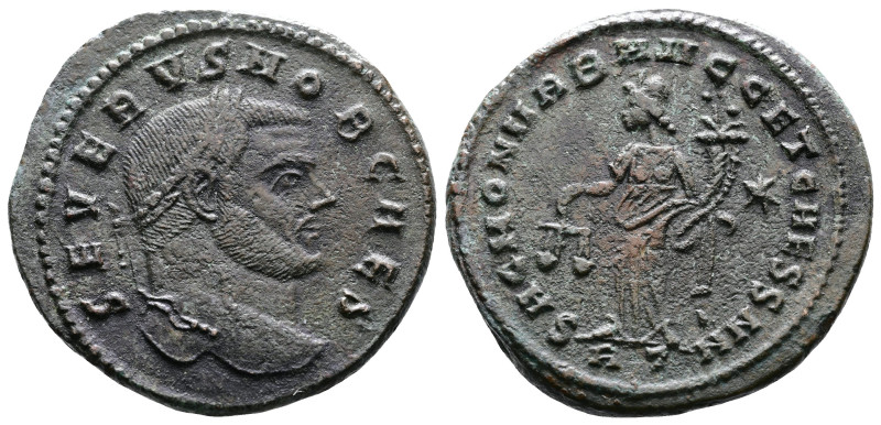 Severus II, as Caesar, 305-306 AD. Follis (29 mm, 10,27 g.). Ticinum, 305 AD. SE...