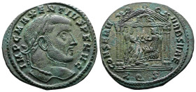 Maxentius, 307-312 AD. AE Follis (28 mm, 6.30 g.), Aquileia, 308- 309 AD. IMP C MAXENTIVS P F AVG Laureate head of Maxentius to right. Rev. CONSERV VR...