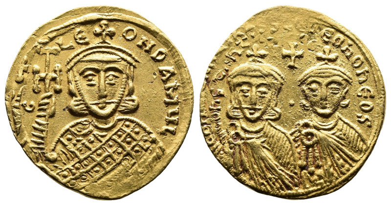 Constantine V Copronymus, with Leo IV, 741-775 AD. Gold Solidus (21 mm, 4.44 g.)...