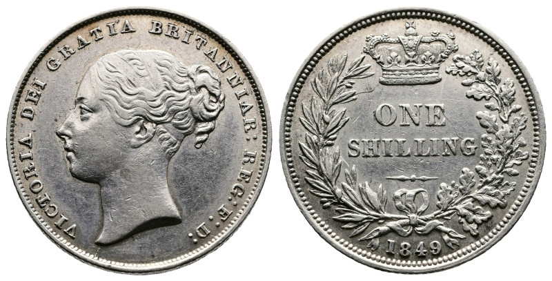 Victoria. 1837-1901. AR Shilling. (23,6 mm. 5,65g.) 1849. Her second head left; ...