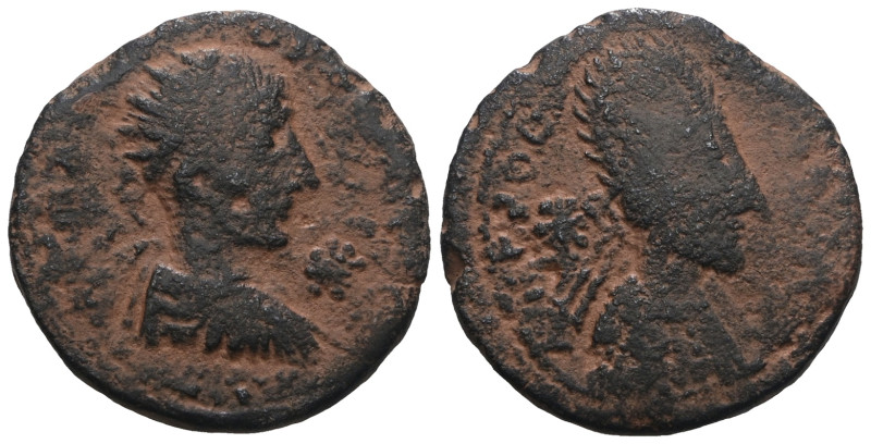 Gordian III and Abgar X Edessa, Mesopotamia. AD 242-244. Artificial sandpatina. ...