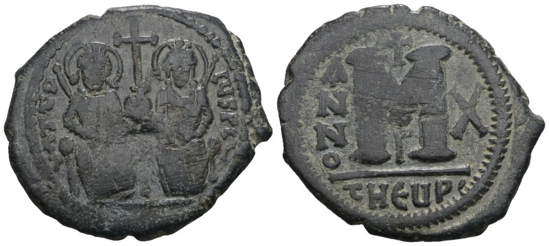 Justin II with Sophia, 565 - 578 AD AE Follis, Theoupolis Mint. Weight 12,65 gr ...