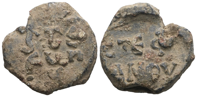 Byzantine seal PB . Weight 9,87 gr - Diameter 21 mm.