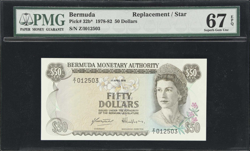 BERMUDA. Bermuda Monetary Authority. 50 Dollars, 1978. P-32b*. Replacement. PMG ...