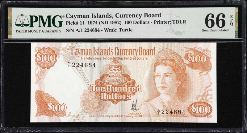 CAYMAN ISLANDS. Cayman Islands Currency Board. 100 Dollars, 1974 (ND 1982). P-11...